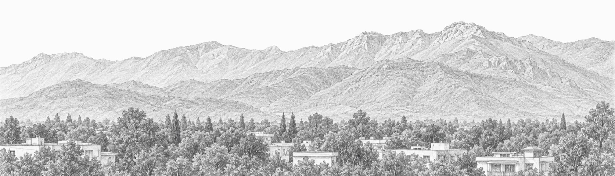 Pencil drawing of the Margalla Hills above Islamabad.